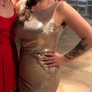 TFNC by ASOS highneck metallic dress w/ back knot